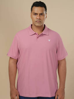 Technosport - Men Pink Plus Size Solid Active Polo T-shirt