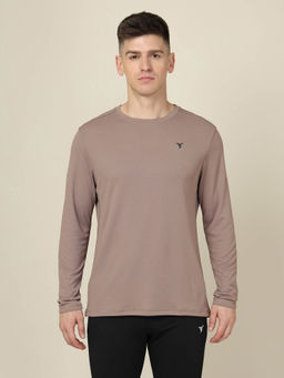 Technosport - Men Taupe Slim Fit Round Neck Sports T-shirt