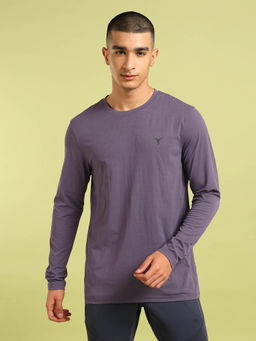 Technosport - Men Purple Slim Fit Round Neck Sports T-shirt