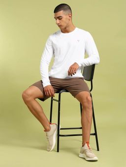 Technosport - Men White Slim Fit Round Neck Sports T-shirt