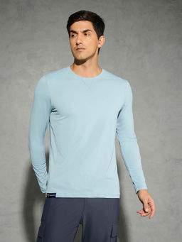 Technosport - Men Blue Solid Slim Fit Round Neck Sports T-shirt