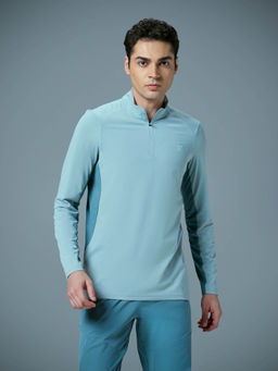 Technosport - Men Blue Slim Fit High Neck Sports T-shirt