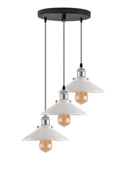 Homesake - Round White Cone Cluster Pendant Light Nickel