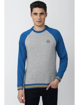 Peter England - Men Grey Patterned Crew Neck Sweatshirt