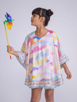 Tura Turi - Girls Pastel Polka Multi-Color Kaftan Poncho Top