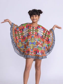 Tura Turi - Girls Ruby Multi-Color Kaftan Poncho Top