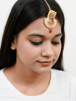 Silvermerc Designs - Kundan-Studded & Pearl Beaded Maang Tikka