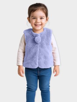 Mi Arcus - Baby Girls Solid Lavender Sleeveless Shrug
