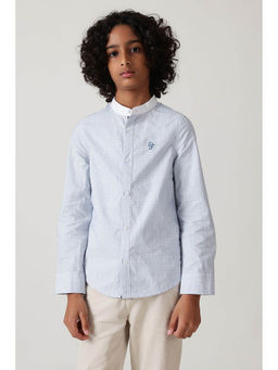 One Friday - Boys Blue Regular Fit Full Sleeve Polka Dots Shirt