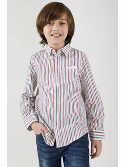 One Friday - Boys Multi-Color Regular Fit Full Sleeve Striped Shirt