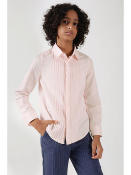 One Friday - Boys Pink Regular Fit Full Sleeve Solid Shirt