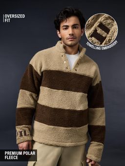 The Souled Store - Men Beige-Brown Cocoa Oversized Sweatshirt