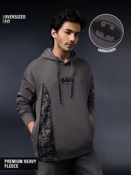 The Souled Store - Men Grey Comics Batman Printed Oversized Hoodie