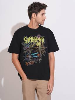 Being Human - Men Black Graphic Printed Short Sleeves T-shirt