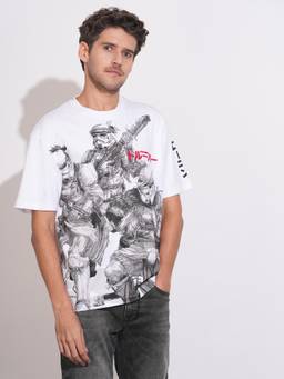 Being Human - Men White Graphic Printed Short Sleeves T-shirt