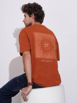 Being Human - Men Rust Printed Crew Neck T-shirt