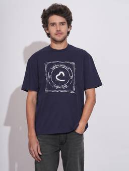 Being Human - Men Navy Blue Relaxed Fit Crew Neck T-shirt