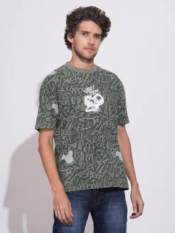 Being Human - Men Grey Typography Printed Crew Neck T-shirt