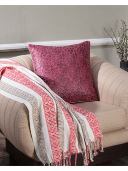 Maspar - Vintage Grandeur Ore Rerun Transparent Foile Print Cotton Maroon Medium Cushion Cover