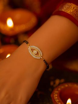 Digital Dress Room - Women White Stones Brass Mangal sutra Bracelet