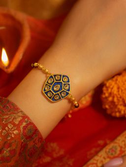 Digital Dress Room - Women White Kundan Brass Mangal sutra Bracelet