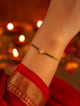 Digital Dress Room - Women White Stones Brass Mangal sutra Bracelet