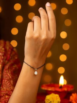 Digital Dress Room - Women White Stones Brass Mangal sutra Bracelet