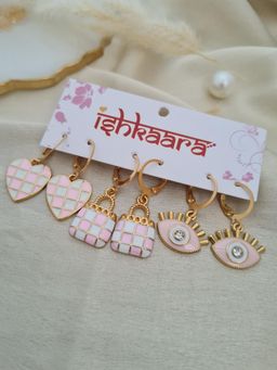 ISHKAARA - Women White Contemporary Alloy Earrings (Pack of 3)