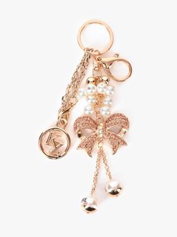 Kazo - Off White Embellished Bow Bag Charm