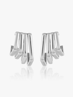 Kazo - Silver Strata Hoop Earrings