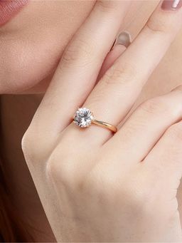 Nuyug - Women White Stones Brass Ring