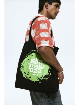 H&M - Men Black Cotton Tote Bag