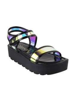 Catwalk - Holographic Black Sporty Sandals