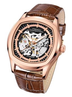 French Connection - Gearion Mens Statement Skeleton Brown Dial Automatic Watch - FCA25BRL (M)