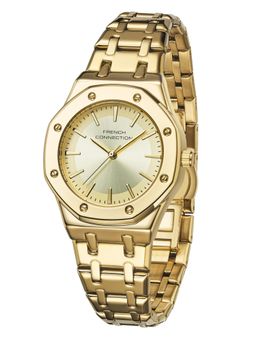 French Connection - Womens Octa Edge Champagne Round Dial 3 Hands Watch - FCB25GM (M)