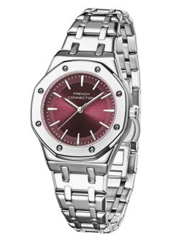 French Connection - Womens Octa Edge Maroon Round Dial 3 Hands Watch - FCB25SM (M)