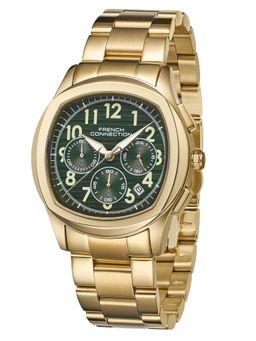 French Connection - Megachron Mens Champagne Revised Green Round Dial Chronograph Watch - FCD5GM (M)