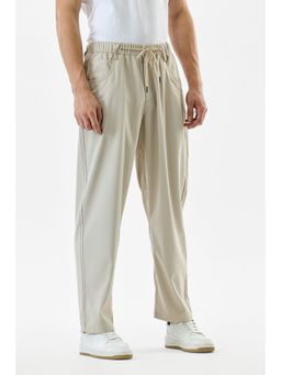 Snitch - Beige Solid Straight Casual Trouser for Men