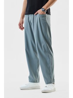 Snitch - Light Blue Solid Straight Casual Trouser for Men