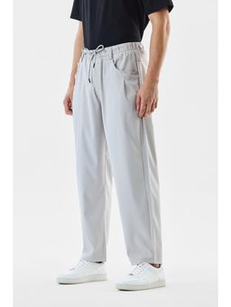 Snitch - Light Grey Solid Straight Casual Trouser for Men