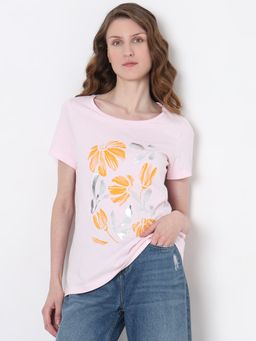VERO MODA - Light Pink Floral Print T-Shirt