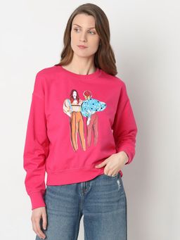 VERO MODA - Pink Printed Sweatshirt