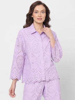 VERO MODA - Purple Schiffli Shirt