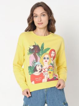 VERO MODA - Yellow Printed Sweatshirt