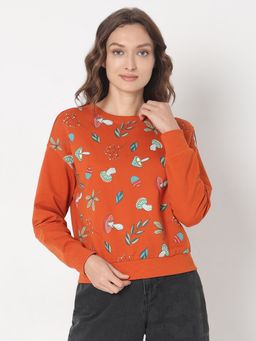 VERO MODA - Orange Printed Sweatshirt