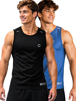 T.T. - Men Dri-Fit Round Neck Gym and Active Wear Tank Top