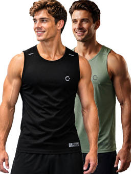 T.T. - Men Dri-Fit Round Neck Gym and Active Wear Tank Top