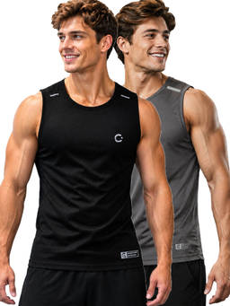 T.T. - Men Dri-Fit Round Neck Gym and Active Wear Tank Top