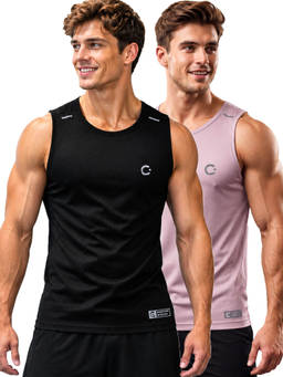 T.T. - Men Dri-Fit Round Neck Gym and Active Wear Tank Top
