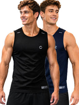 T.T. - Men Dri-Fit Round Neck Gym and Active Wear Tank Top